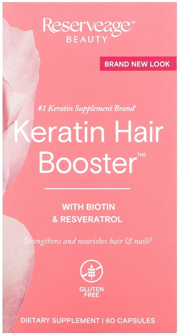 Reserveage Beauty Keratin Hair Booster 비오틴 및 레스베라트롤 함유 캡슐 60정, ReserveageBeautyKeratinHairBoo - 쿠팡