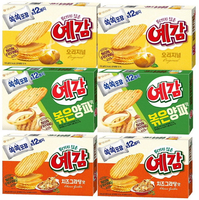 오리온 예감 오리지널 192g+치즈그라탕 204g+볶음양파맛 204g[총3개], 600g, 2세트