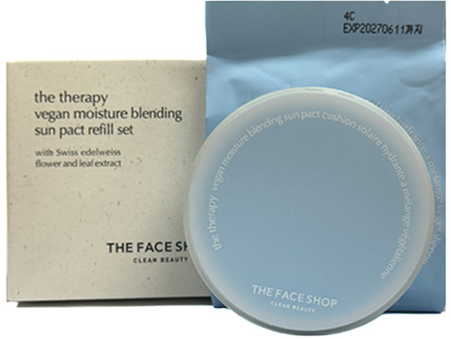 더페이스샵 더테라피 비건 수분 블렌딩 선 팩트 본품 + 리필 기획세트 (14g+14g), 14g