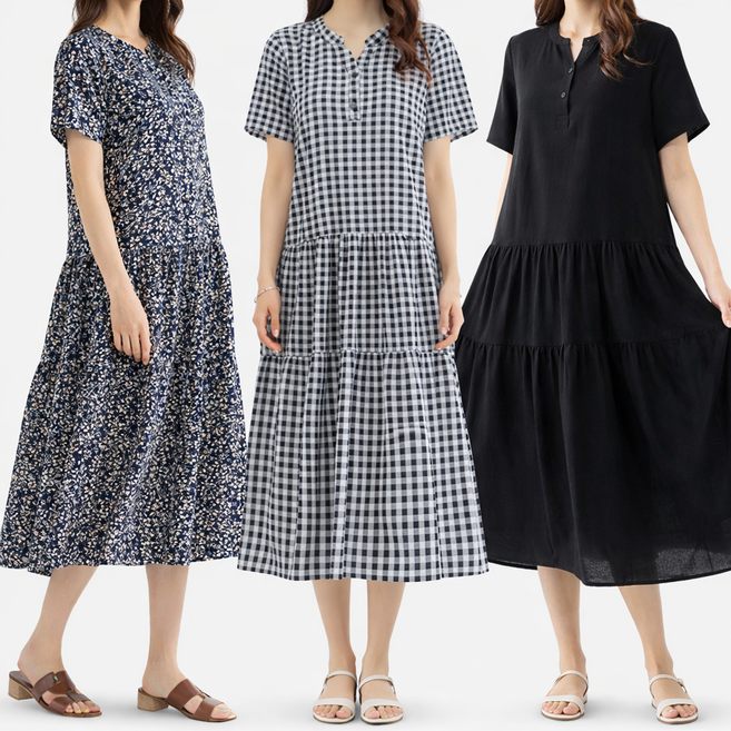 클레이 캉캉 반팔원피스 FREE~XL 인견 "프리미엄" 6color