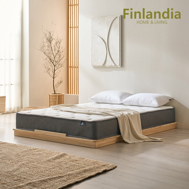 핀란디아 엘렌 편백 무헤드 저상형침대Q, 내추럴