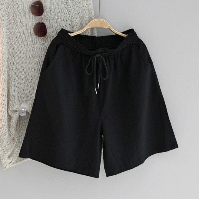 달콩 여성 빅사이즈 밴딩 여름반바지 린넨 면 코타썸머5부반바지