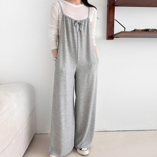 봉봉스토리 여성용 피온드 끈조절 와이드 멜빵 점프슈트 루즈핏 오버롤 빅사이즈 임부복