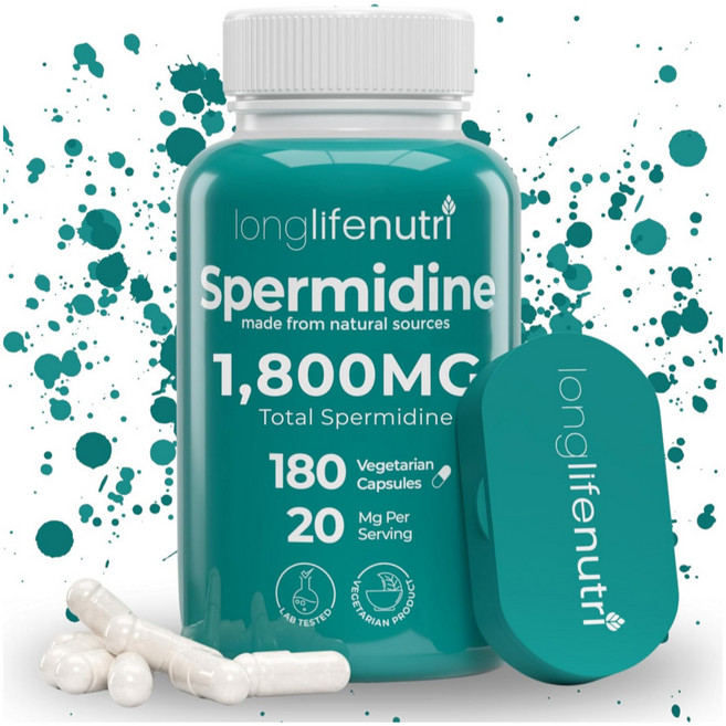 스페르미딘 20mg 180캡슐 롱라이프뉴트리 스퍼미딘 Spermidine 밀베아 추출물, 1개