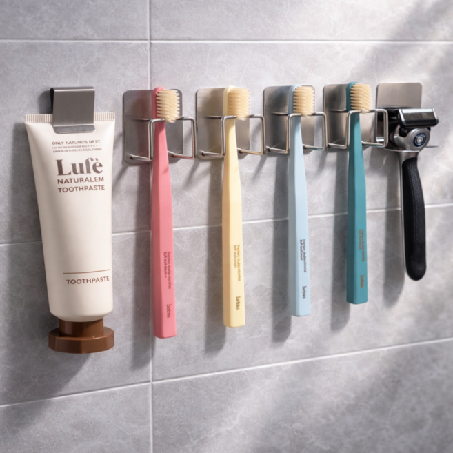 리브티크 3세대 304스텐 무타공 공중부양 칫솔거치대 칫솔꽃이 욕실인테리어, 1개, 4인용