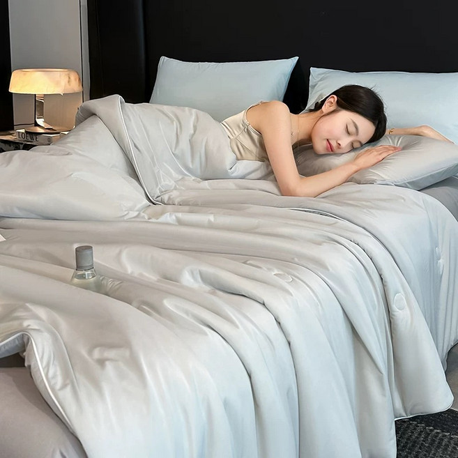 Lumi 여름 아이스 실크 쿨링 시원한 항균 냉감 홑이불 차렵이불 캠핑이불