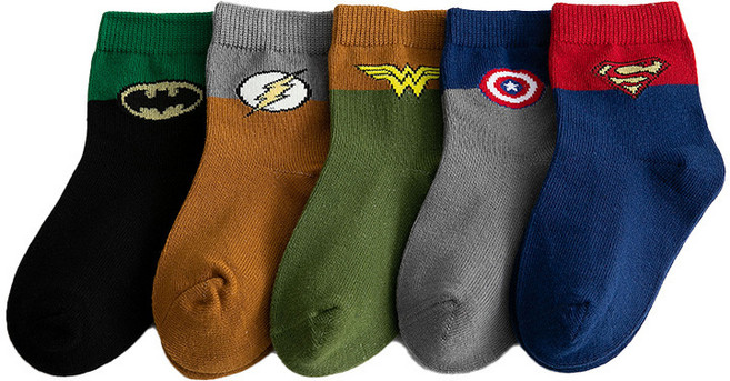 스타일럭 마블 어벤져스 DC 히어로 아기 어린이 키즈 양말 5켤레세트