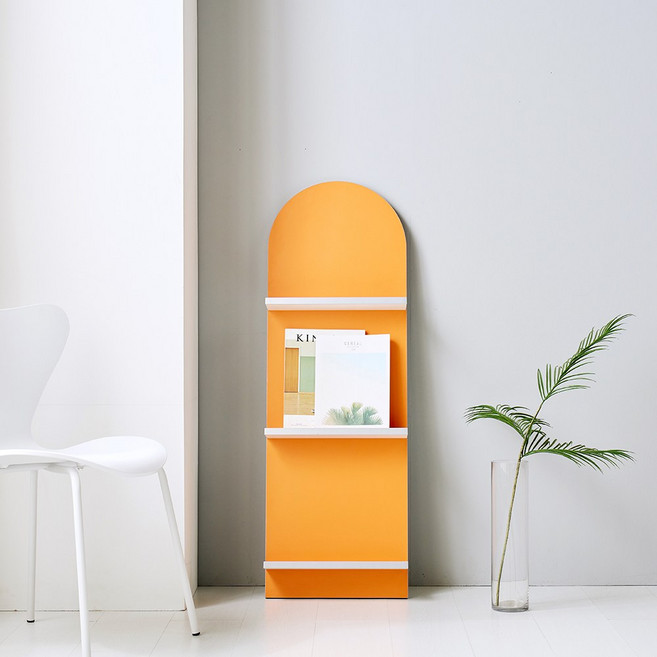 가구앤하우스 블랑 양면 HPL 실버 엣지 3단 매거진랙 책진열대 잡지꽂이 북선반, 오렌지/화이트(양면)