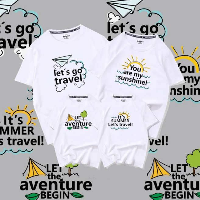 親子裝 全家福 情侶裝 純棉短袖T恤 多款圖案 黑白紅三色可選