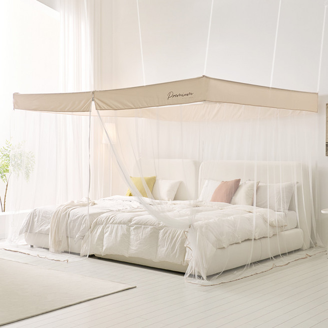 알뜨리 지퍼식 모기장 단품(스텐봉X) 텐트형 아기 싱글 침대 대형 모기장 텐트 방충망 벌레차단, 썸머샌드