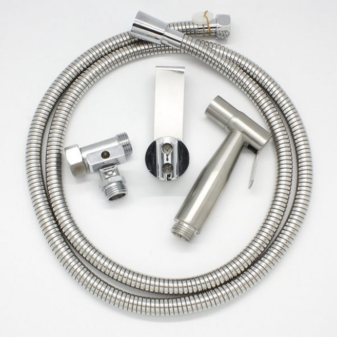 변기샤워기 욕실청소건 욕실스프레이건 변기청소건세트 SUS-304, 스텐실버