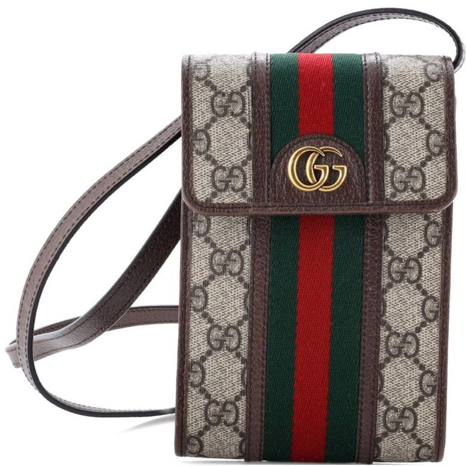 구찌 중고 오피디아 버티컬 플랩 GG 코팅 캔버스 미니 크로스 백
