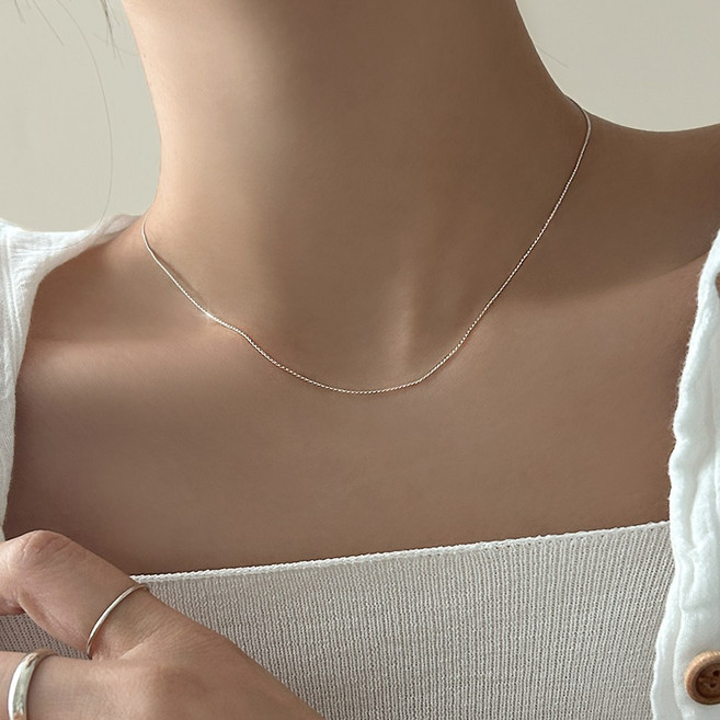 실버925 슬림 체인 한줄 커브 실버 은 목걸이