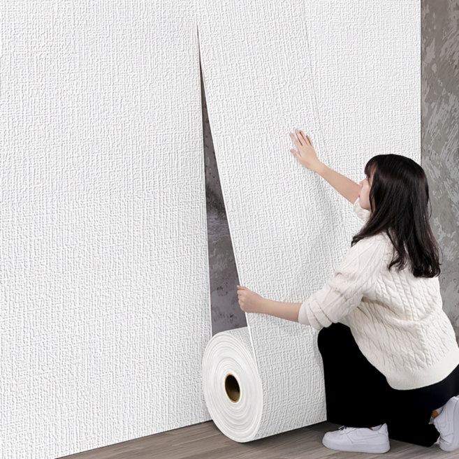 손쉽게 셀프 DIY 강력 접착형 단열 폼 벽지 시트지, 화이트