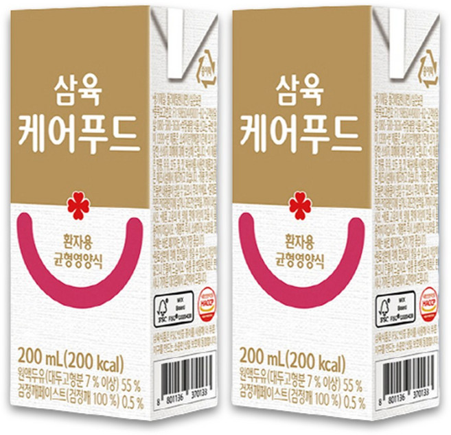 삼육두유 환자용 균형영양식 200ml 팩 환자 두유 식사대용 영양식 간식