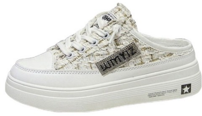 ANYOU 여자 트위드 뮬 슬리퍼 키높이 운동화 발편한 슬립온 데일리 캐주얼 신발