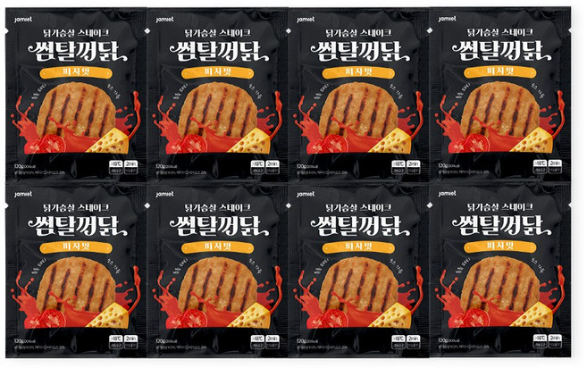 재미어트 썸탈꺼닭 소스 닭가슴살 스테이크 피자 맛 (냉동), 8개, 120g