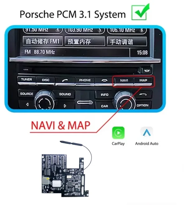 PCM3.1 911 718 2010-2016 Panamera Gayenne Macan Boxster Mirror Link 용 무선 Carplay 안드로이드 자동, 01 PCM3.1, 1개