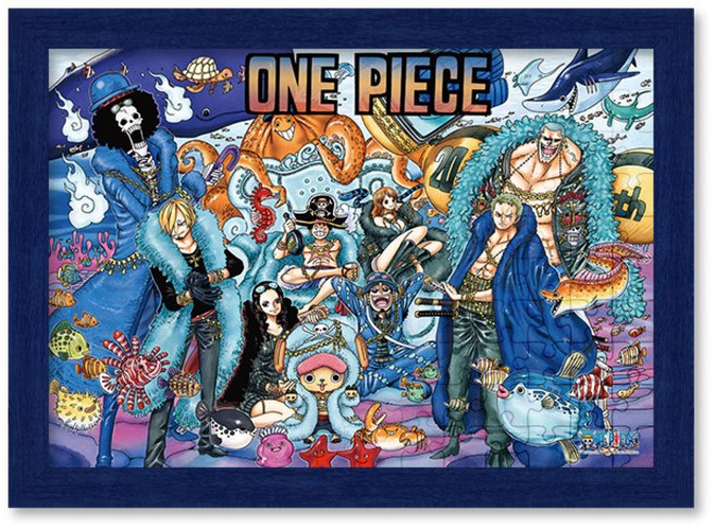 퍼즐사랑 원피스 20주년 특별판 바다 안팎으로 점령 직소퍼즐 액자세트 500조각, 1개, 우드 블루, 500피스