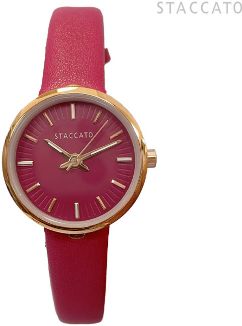 행사 상품 스타카토 심플 여자 고급 가죽시계 브라운 레드 밴드 ST-546