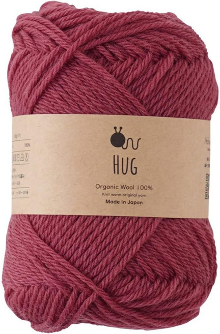 Knitworm Hug 羊毛線材 合太 30g 92m 玫瑰色 日本製造 柔軟舒適透氣, 玫瑰, 1個