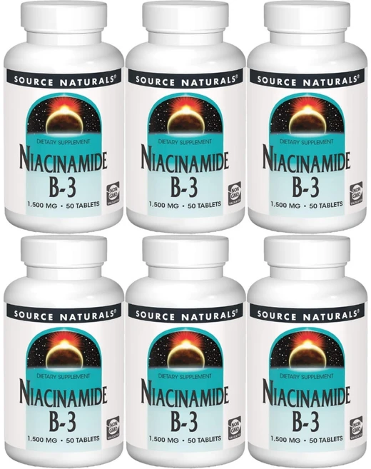 Source Natural 소스내츄럴스 나이아신아미이드 Niacinamide 비타민 B3 1500mg 50정 6개 - 쿠팡