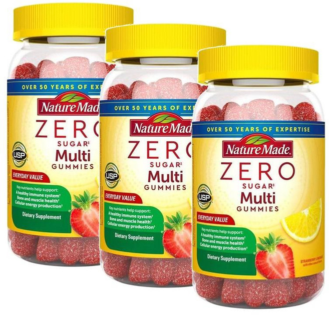 미국 네이처메이드 Nature Made Zero Sugar Multivitamin Gummies 제로슈가 멀티비타민 구미, 3개, 96정