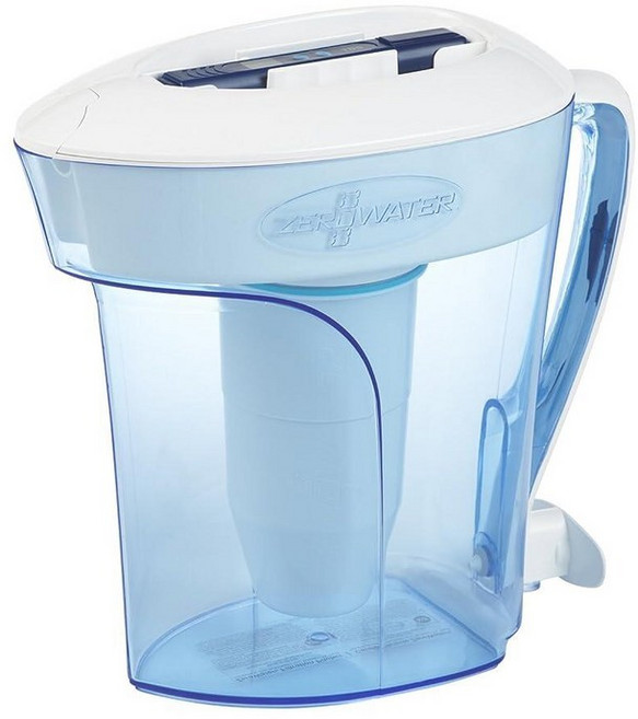 제로워터 20컵 푸어 5단계 정수 필터 디스펜서 TDS 크롬 PFOA PFOS 감소 위한 IAPMO 획득, 10-Cup Round Pitcher, 1개
