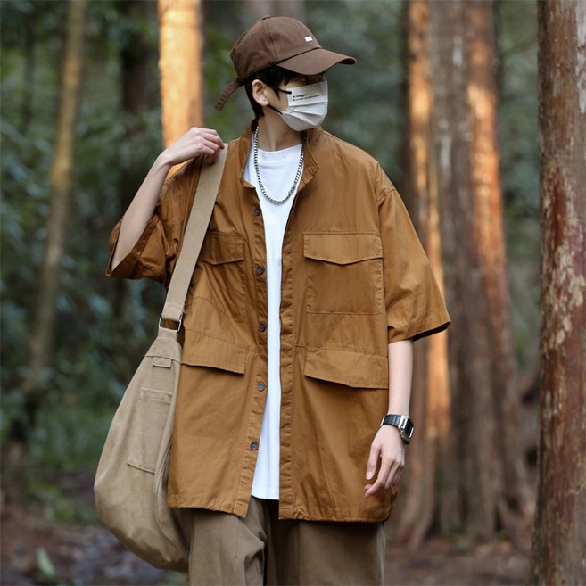 ANYOU 남성 반팔 아웃도어 루즈핏 통기성 캠핑 하이킹 티셔츠