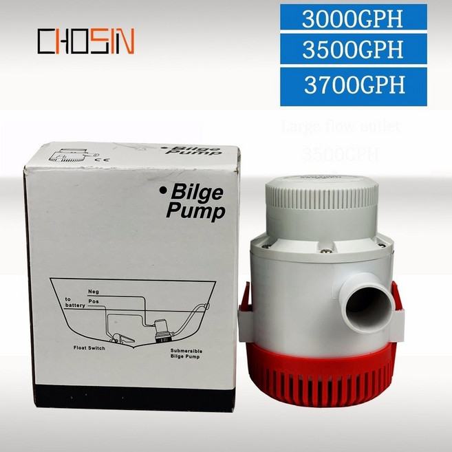 대형 유량 빌지 펌프 12V 액세서리 전기 보트 워터 수중 3500 마린 3700GPH 3000 24V, 3000GPH, 1개
