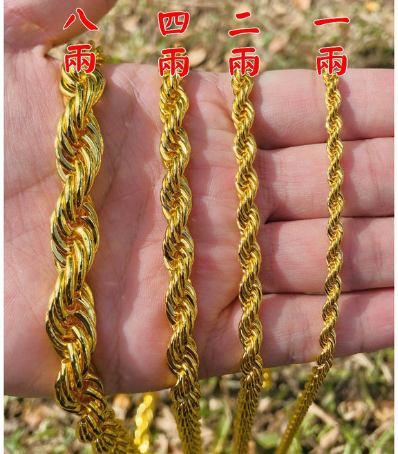 超美質感沙金麻花項鍊，多樣式可選：六角、圓柱、貔貅、關公鑽砂麻花，媲美真金色澤，展現您的獨特品味