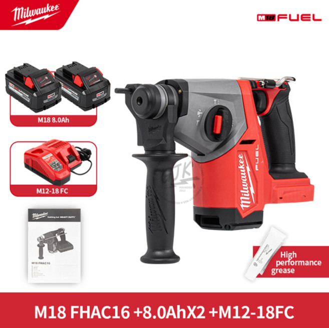 밀워키 M18 FHAC16-0X 2908-20 58인치 SDS 플러스 로터리 해머 1.7J HD 포함, [03] 2908 8AhX2 M12-18FC