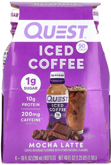 퀘스트 뉴트리션 아이스 커피 모카 라떼 4병 각 296ml (10 fl oz) QST-01445 - 쿠팡