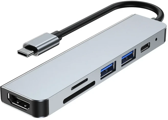 USB 8 in 1 타입 C 4K HDTV 허브 어댑터 (SD TF RJ45 카드 리더 PD 고속 충전 기능 포함) 맥북 노트북 컴퓨, 04 6 in 1