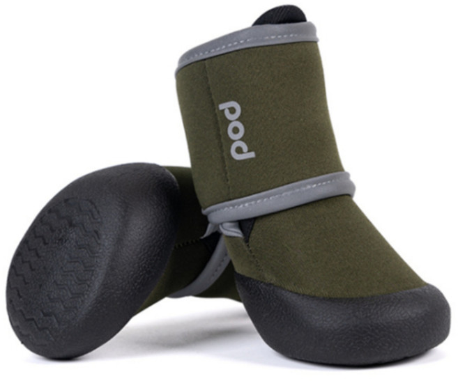 寵愛生活本舖 寵物防潑水高筒運動鞋 狗鞋 大狗鞋 小狗鞋 犬鞋 寵物鞋, 軍綠,L（一套四隻鞋）, 1個