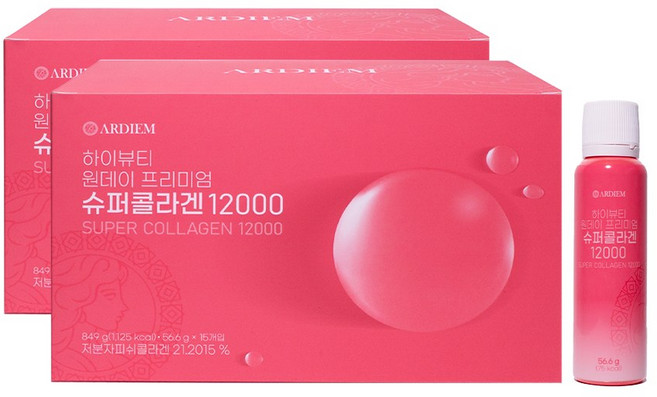 아르디엠 하이뷰티 원데이 프리미엄 슈퍼콜라겐 12000 56.6g 15p, 2박스, 15회분