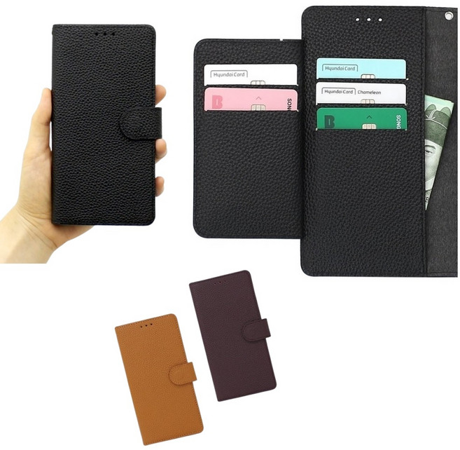 갤럭시 S22플러스 케이스 SM-S906N 국내 제조 천연 소가죽 (히트블 2단) (양면 수납 더블 포켓) 지갑형 자석 지갑