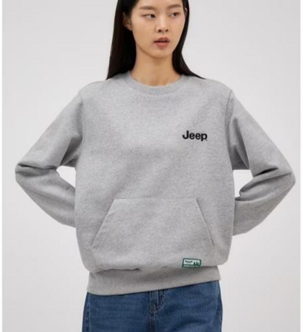 Jeep 남녀공용 캥거루 포켓 자수로고 맨투맨 긴팔티셔츠 맨투맨티