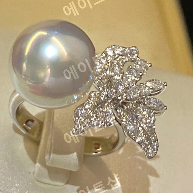 고급 진주 반지 패션 오픈반지 실버 큐브 한복가락지 혼주선물