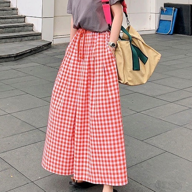 메이킹유 봄여름 밴딩 팬츠 K30512체크와이드치마바지