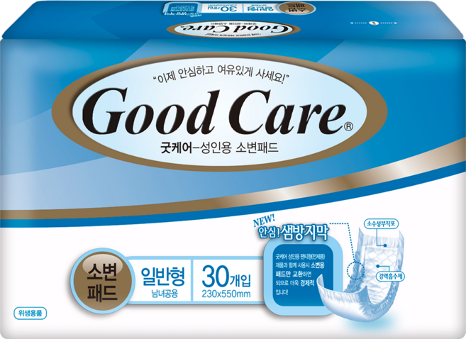 굿케어 속기저귀 일반형 일자패드 요실금, 4개, 30매입