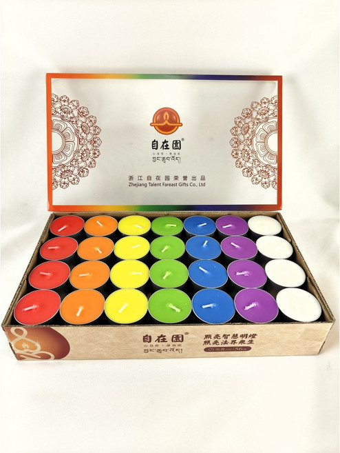 自在園 七彩酥油燈 8小時56粒裝 供燈 (另有4小時可選), 1個, 8小時56粒裝七彩酥油燈-超商取貨限4盒, 七彩