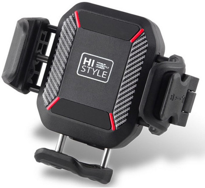 오토바이 바이크 핸드폰 무선충전 거치대 원터치 진동흡수 미니사이즈 플립 폴더 핸들형 백미러형, 1개