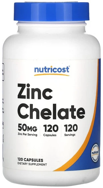 뉴트리코스트 Nutricost 아연 킬레이트 50mg 캡슐 120정122470원산지:기타, 1개 - 쿠팡