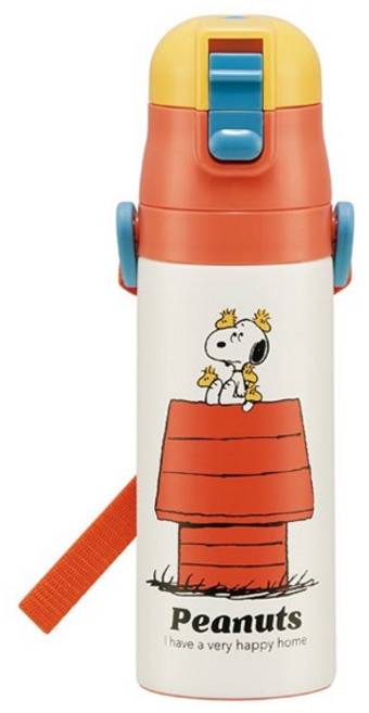스케이터 캐릭터 원터치 보냉 스텐 보틀 470ml 유아 어린이 초등 물병, 스누피, 1개