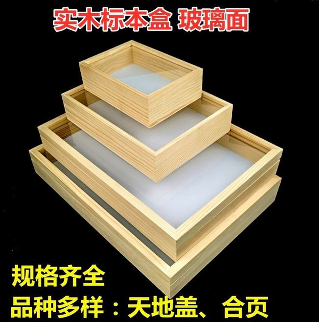 【開發票/統編】實木標本盒 展示盒 相框 蝴蝶昆蟲標本 EVA插針板 閤頁天地蓋 多尺寸 防潮密封設計, 松木實木21*14.5*6.2cm, 1個