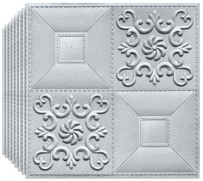 풀바른벽지 셀프 도배 접착식 폼 단열 벽지 작은 조각 3d 입체벽지 35*38.5/35*35cm, 실버 회색 35*35cm, 두께 3mm [5 개], 1개