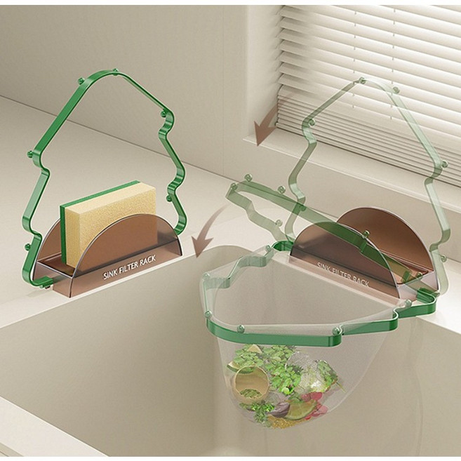 우디젠트 싱크대 음식물 쓰레기 거름망 거치대 트리모양, 1개, 화이트 + 거름망 100매