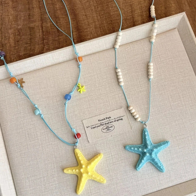 Wooden Jewelry 手工編織海星長項鍊
