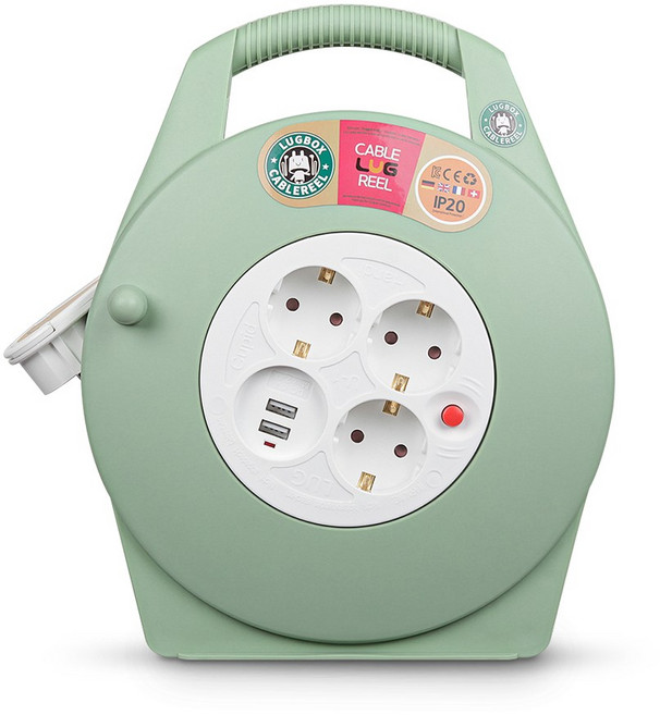 러그박스 슬림 15M USB 민트 전기 릴선 최대 2300W 캠핑릴선 연장선 리드선 릴 차박, 1개